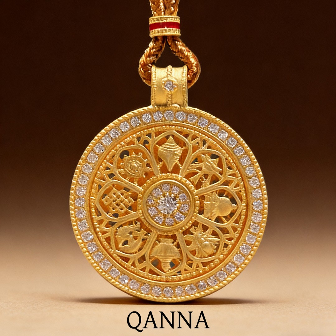 QANNA【旋转八宝罗盘】【中古款】18K金新中式国潮风钻石吊坠（赠绳）AY商品图