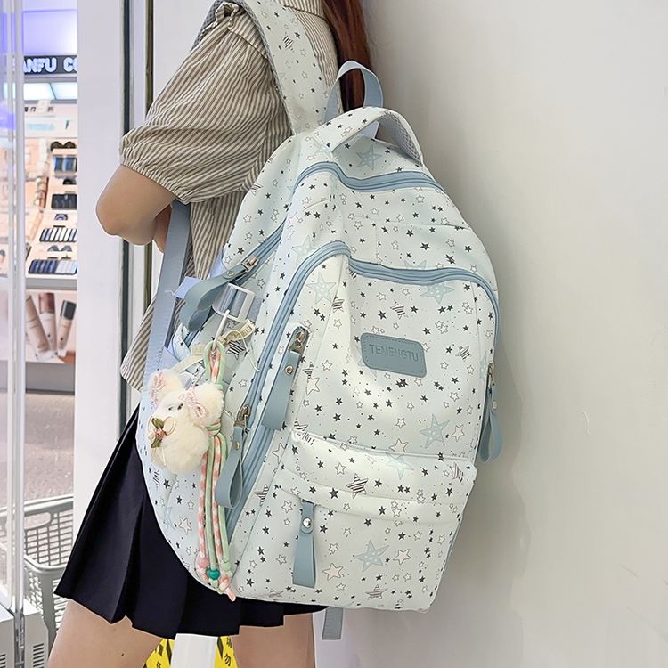 学院风书包女初中生韩版大容量高中学生五角星背包2026新款双肩包商品图