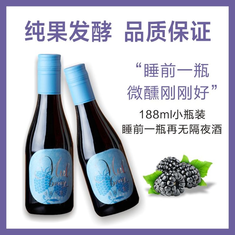 南流湾满目星晨-蓝色桑葚红酒果酒男女微醺低度晚安小酒188ml*2瓶商品图