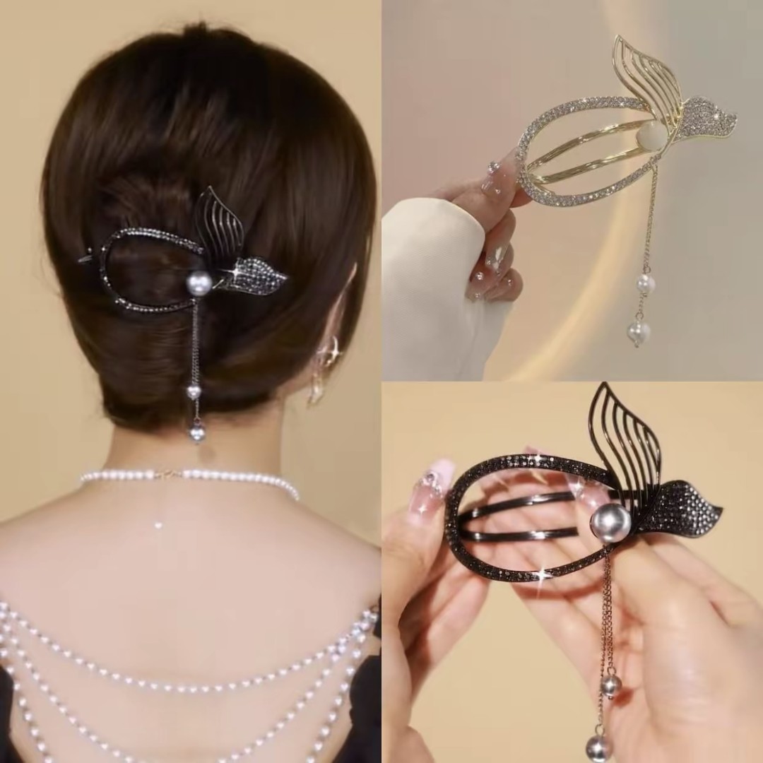 时尚流苏固定神器扭扭夹一字夹发夹发卡简约百搭后脑勺盘发器女商品图