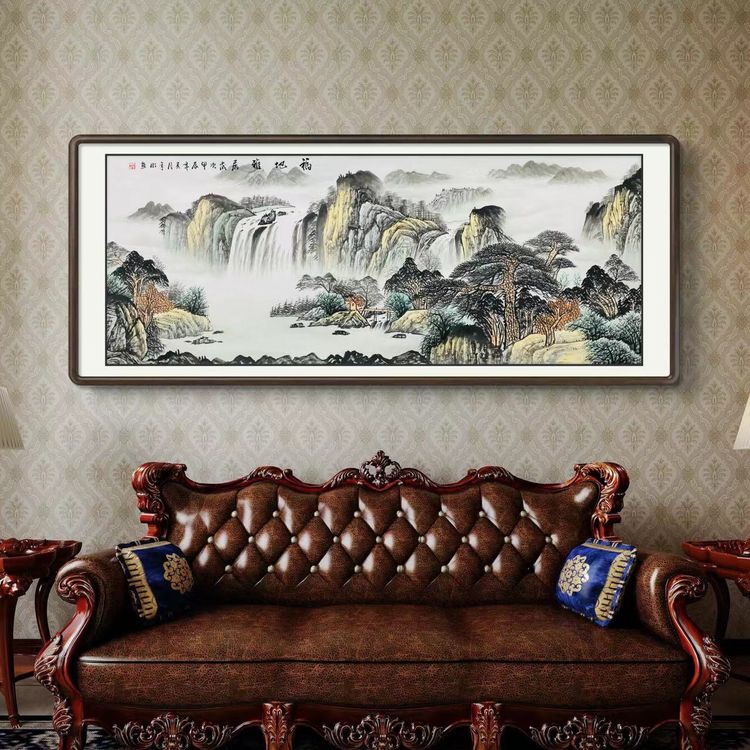 《福地雅居》四尺六尺八尺横幅山水客厅办公室挂画背景文玩探宝商品图