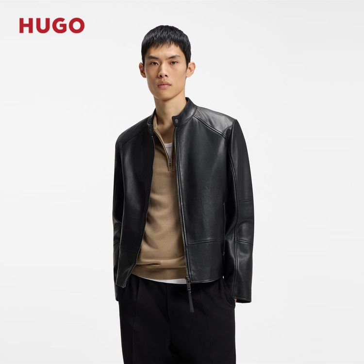 【重磅新品】【羊皮革】HUGO雨果男士26年秋新款修身皮衣夹克50564039商品图