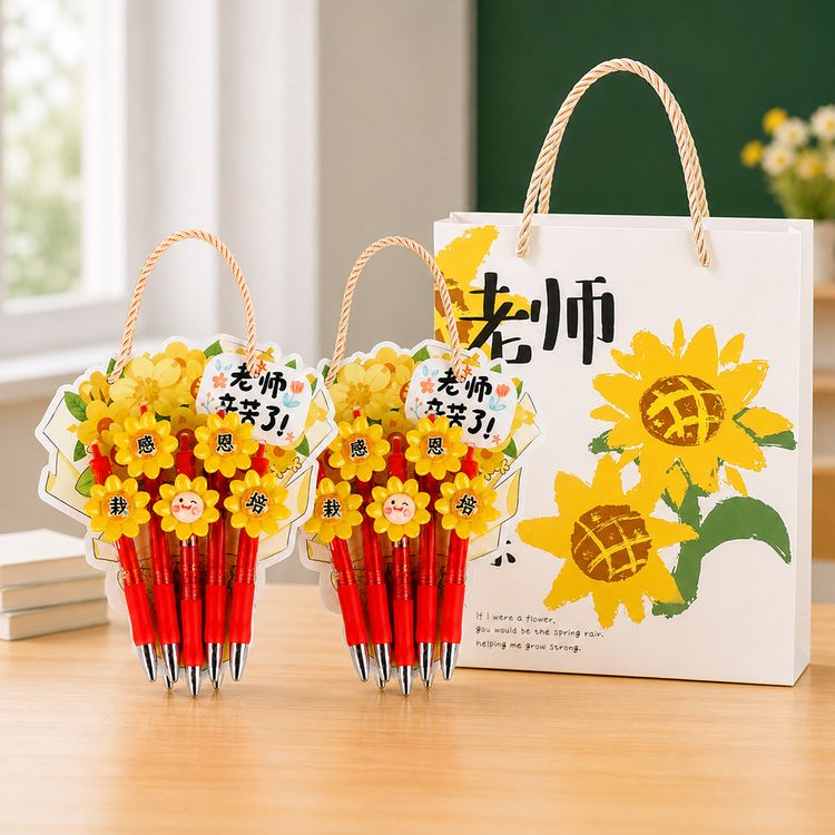 教师节礼物花束笔创意花朵红笔手提花束学生感恩送老师实用小礼品商品图