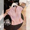 粉色爆款蘑菇扣高级感短袖衬衫女夏季2026年新款气质显瘦通勤上衣商品图