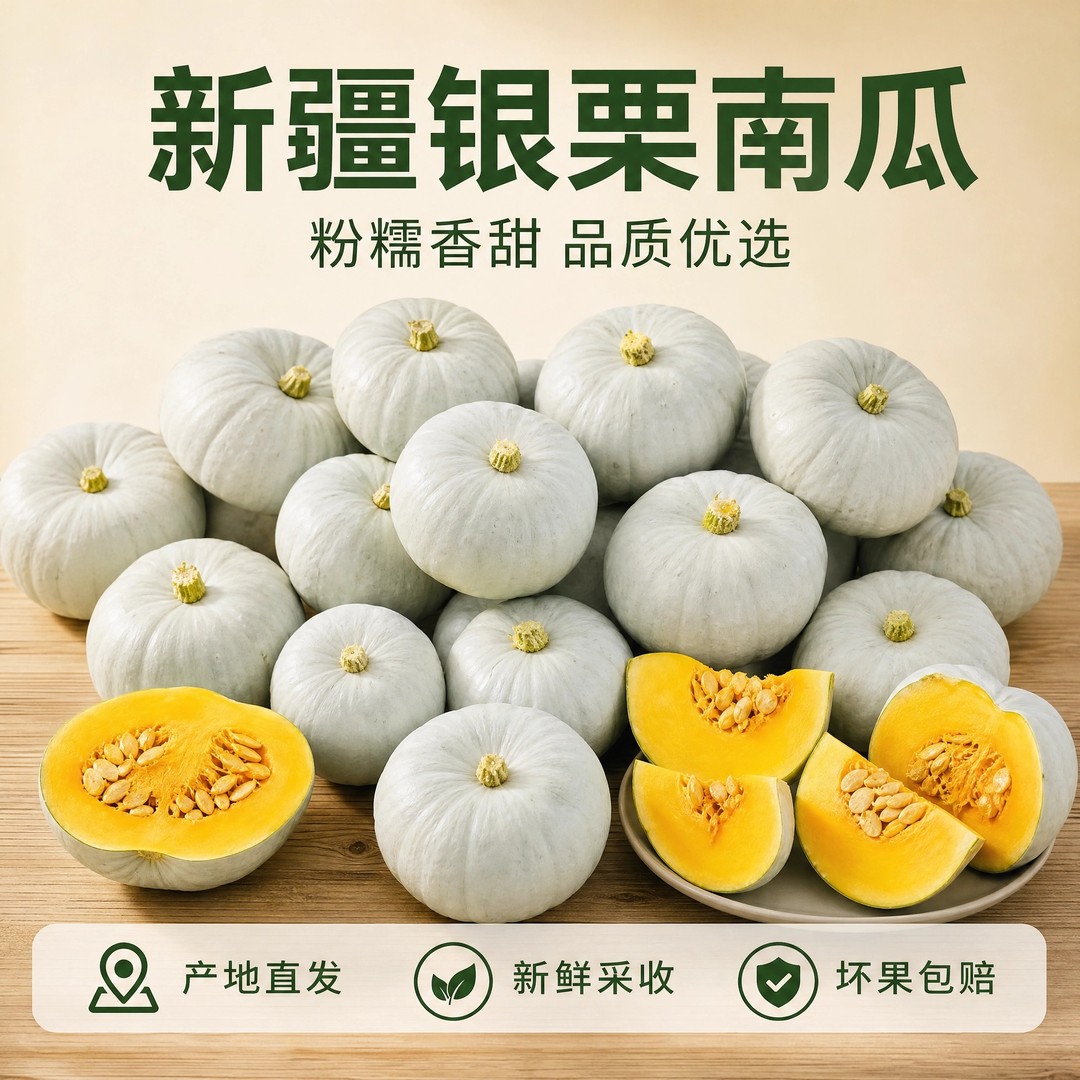 新疆银栗南瓜4.5-5斤装粉面香甜干粗粮商品图
