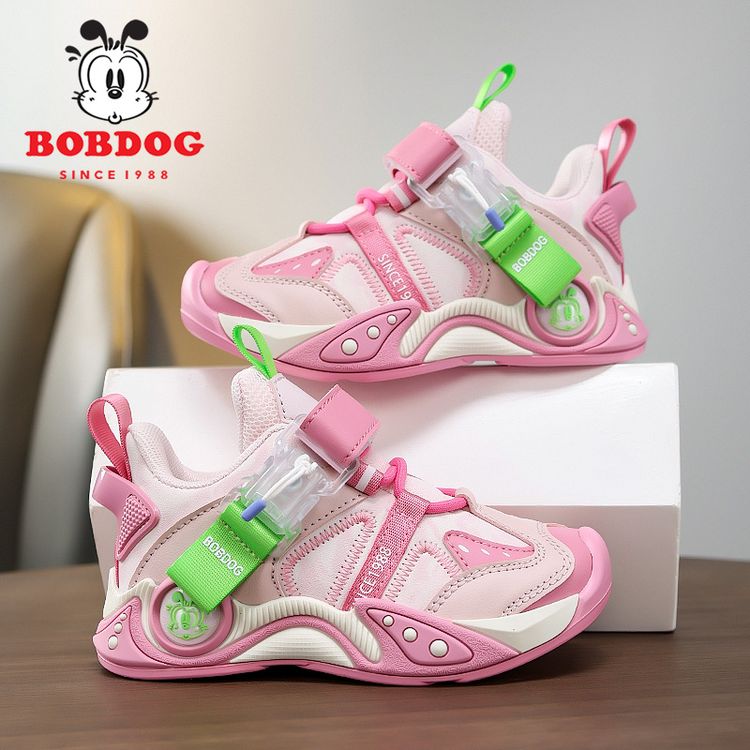 巴布豆女童运动鞋皮面防水2026春秋新款防滑软底磁力扣休闲儿童鞋商品图