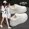 千贝璐【百搭厚底小白鞋】女春秋软皮轻便小白鞋增高6厘米女鞋商品图