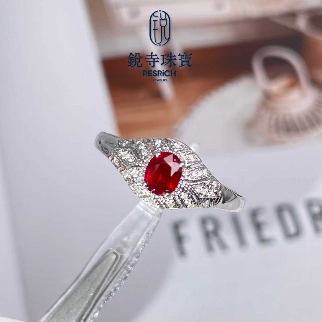 18K金/天然红宝石戒指/鸽血红/无烧/0.45ct/GTC/Z301{多样性发货}商品图