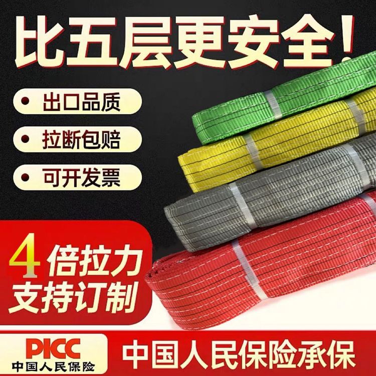 彩色加宽吊装带超宽扁平超厚双扣吊车吊带叉车越野拖车绳商品图
