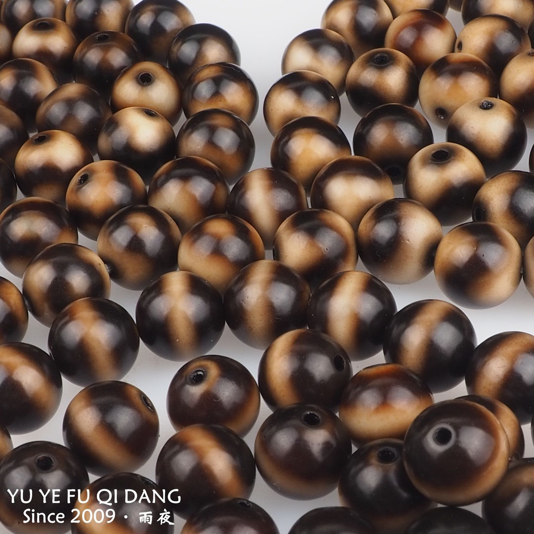 狂漏黑金天珠！10mm一线药师虎牙坛三巴西白芯渗透台工天珠玛瑙商品图