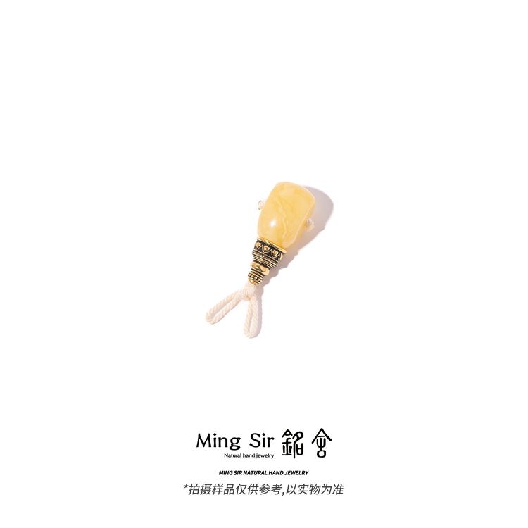 【铭舍 分体三通新】天然俄料蜜蜡S925银镶嵌分体三通配饰珠宝蜜蜡商品图