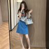2026夏季新款韩系印花短袖T恤女休闲风蓝色显瘦高腰气质半身裙商品图