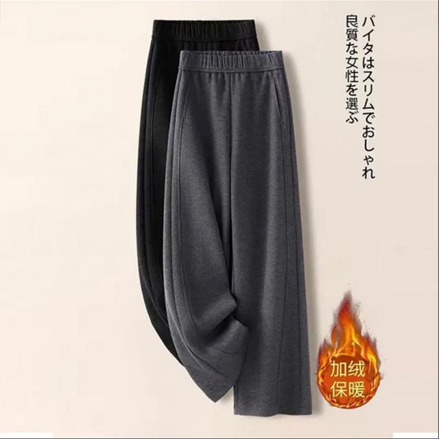 【现货现发】糯米弯刀裤女2026秋冬新款休闲窄版直筒裤加绒长裤商品图