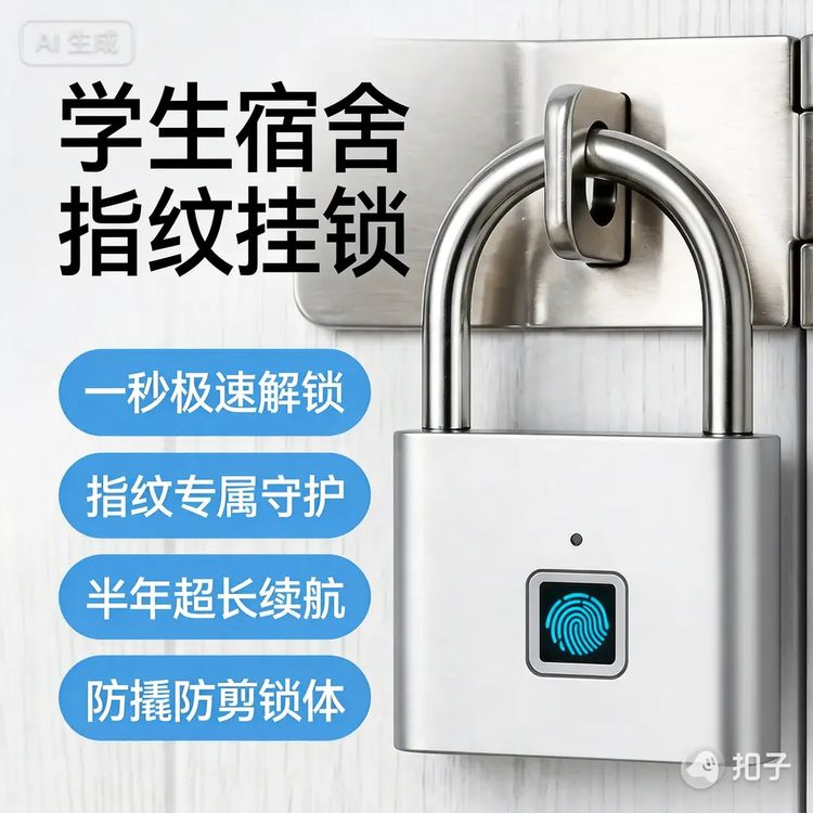 指纹锁大学生宿舍好物校生新生高中生柜子锁开学必备户外装备锁具商品图