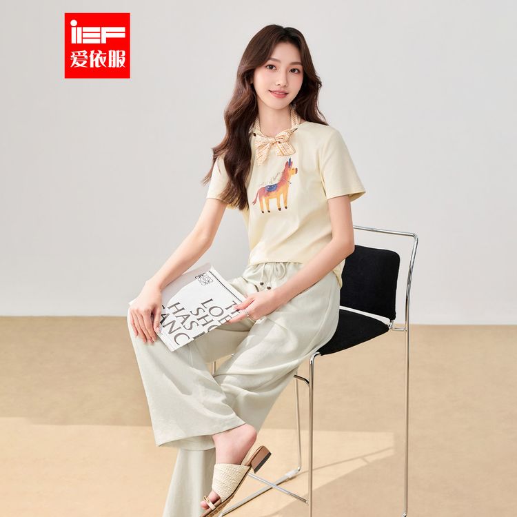 IEF/爱依服一整套穿搭2026夏季新款韩版文艺休闲通勤风上下套长裤商品图