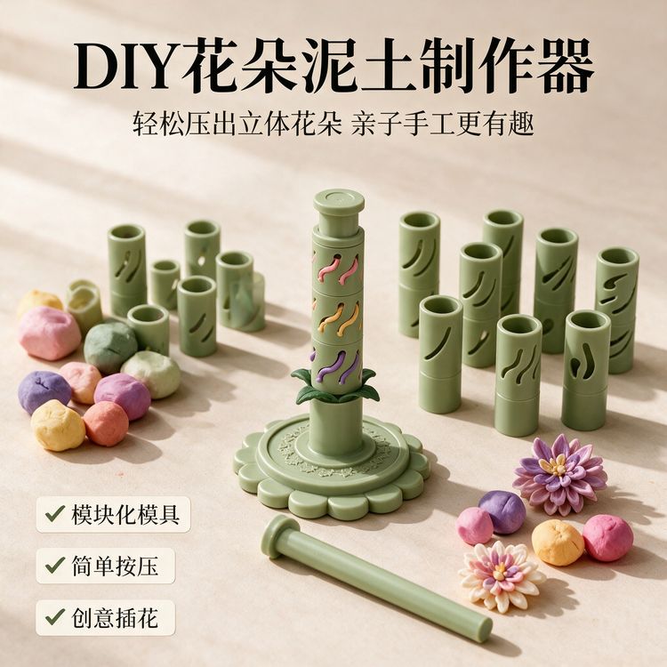 橡皮泥按压花朵成型器工具套装陶土黏土创意手工DIY拉永生花装饰商品图