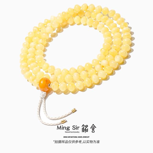 【铭舍 浓花灯笼珠108设计款VVS-】俄料琥珀蜜蜡108念珠设计款-8.27商品图