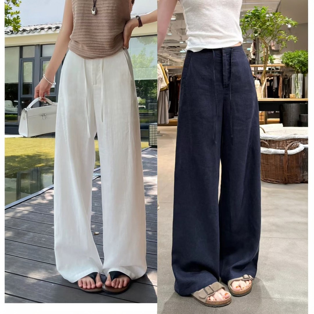 【现货+运费险】天丝亚麻裤女夏薄款透气休闲裤垂感直筒裤显5555#商品图