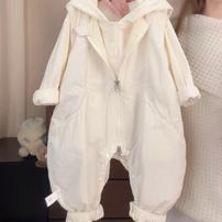 【今日限送秋款条纹上衣】新生儿揪揪帽双层连体裤套装宝宝外出服商品图