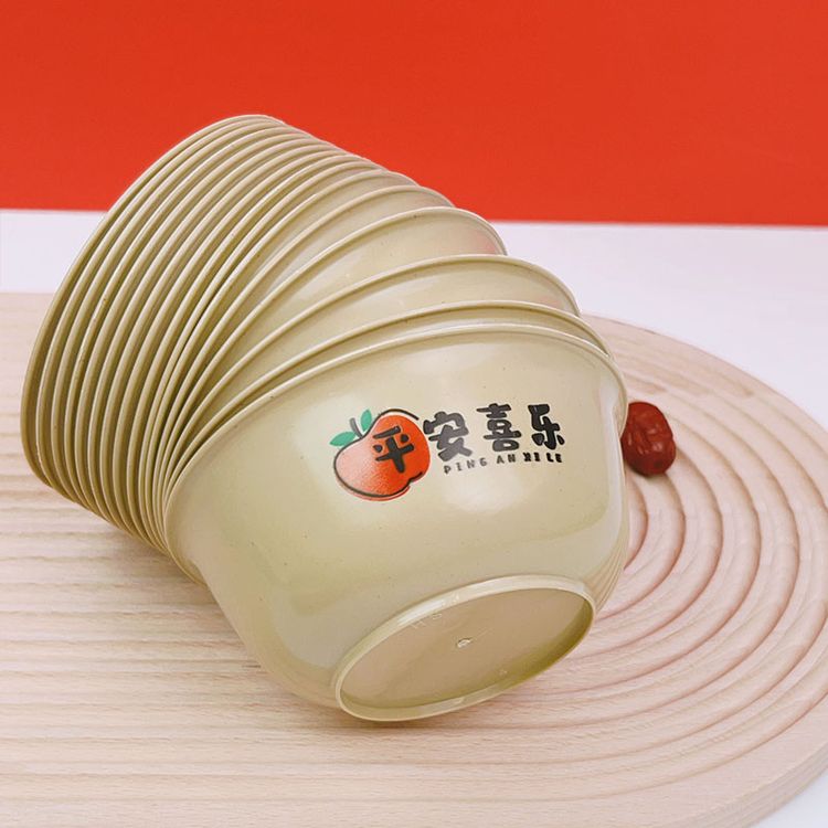 一次性碗印花稻壳家用饭碗加厚硬耐高温可降解聚餐户外用火锅烧烤商品图