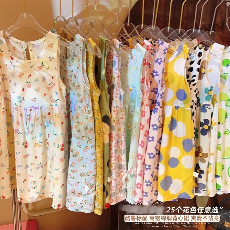 儿童棉绸连衣裙女童夏季碎花公主裙吊带背心裙沙滩裙2026夏天新款商品图