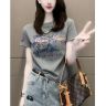 灰色短袖女t恤夏季2026新款独特高级小众设计感巨好看潮牌上衣女商品图