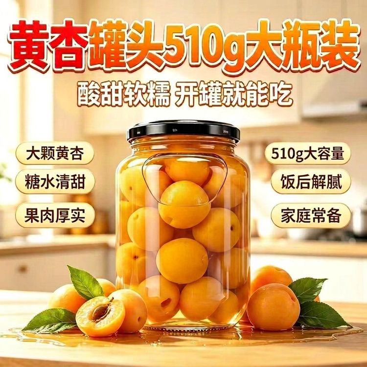 【4罐一箱更实惠】新鲜甜杏罐头甜杏罐头美味营养脆嫩爽滑解馋零食商品图
