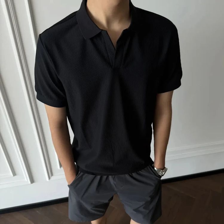 美式海鸥领POLO衫翻领短袖男士2026新款通勤商务休闲针织百搭T恤商品图
