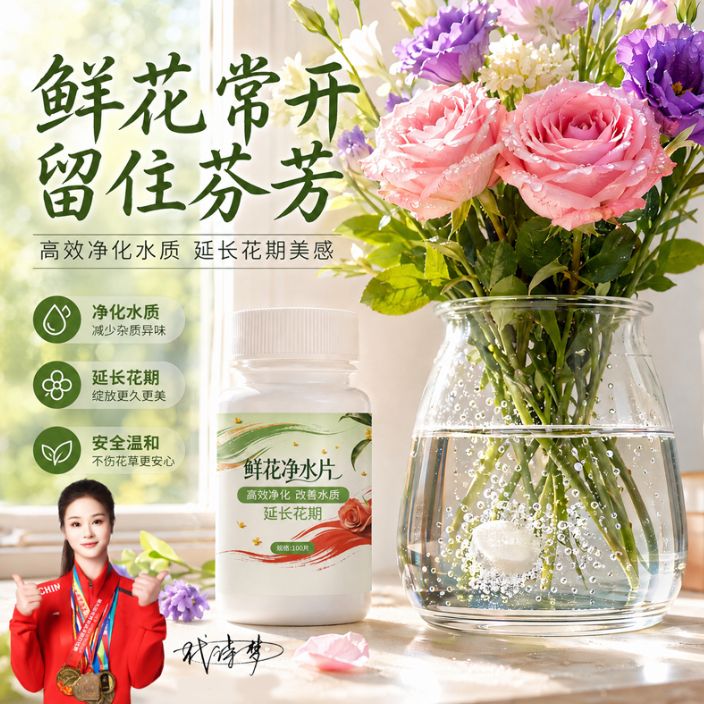 鲜花绿植净水片幼儿园养花绿植专用插花卉切花保鲜延长花期商品图