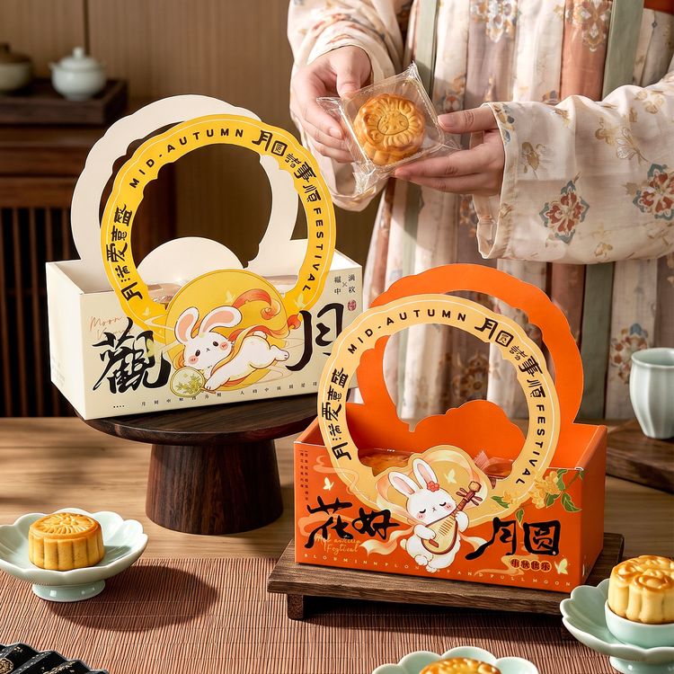 冰皮月饼包装盒新款4粒装手提礼盒流心蛋黄酥打包空盒子送礼烘焙商品图