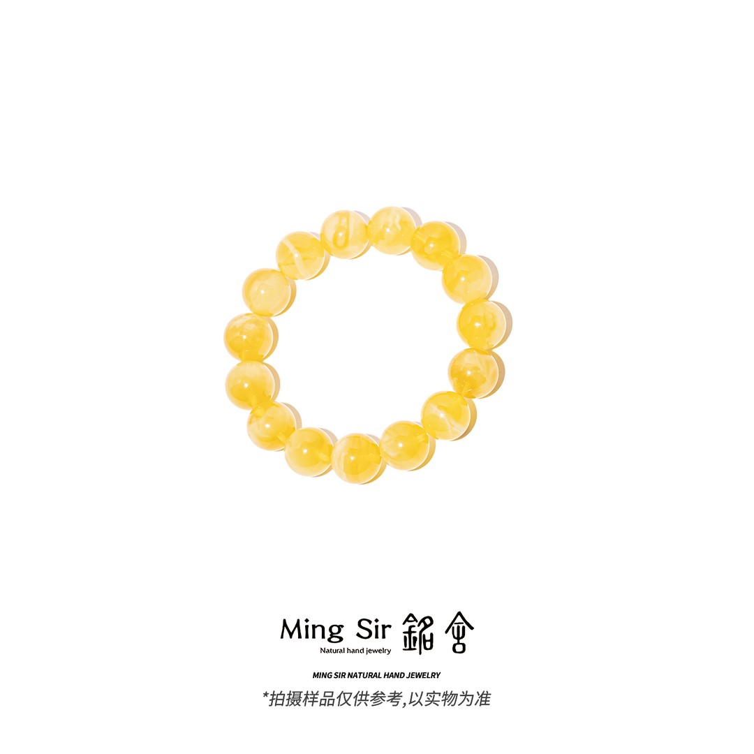 【铭舍 初见妖花】14-20mm天然俄料蜜蜡圆珠单圈手串蜜蜡原矿原石商品图