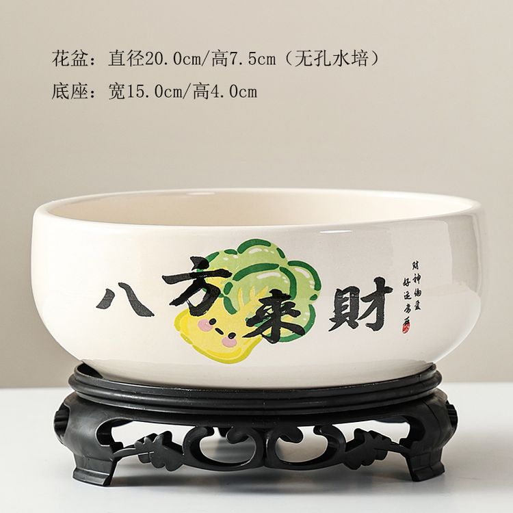 水培花盆陶瓷水仙花一叶莲铜钱草睡莲水莲花大号缸盆绿植盆清仓商品图