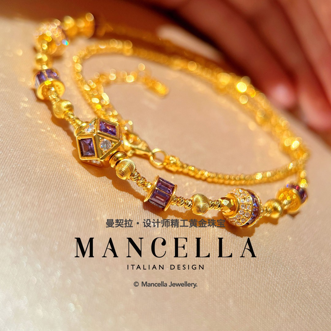 曼契拉足金999【琉光玲珑项链】轻奢时尚小众项链 （工费580/件）H295商品图