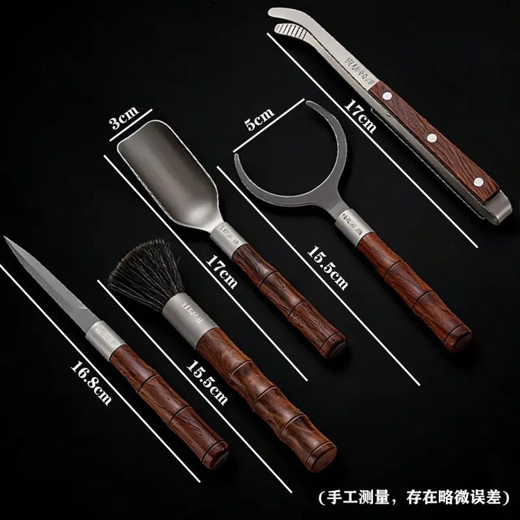 纯钛竹节茶道六君子实木黑檀套装功夫茶具配件大全茶刀笔筒茶夹子商品图