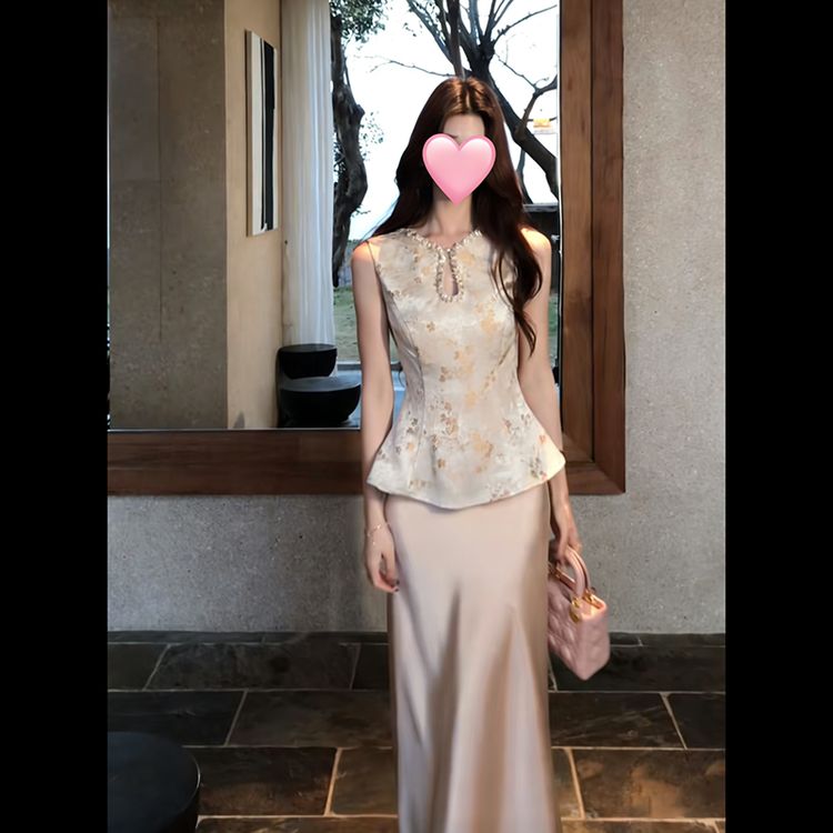 新中式上衣鱼尾裙套装女春夏新款高级温柔风时尚之前显瘦两件套商品图