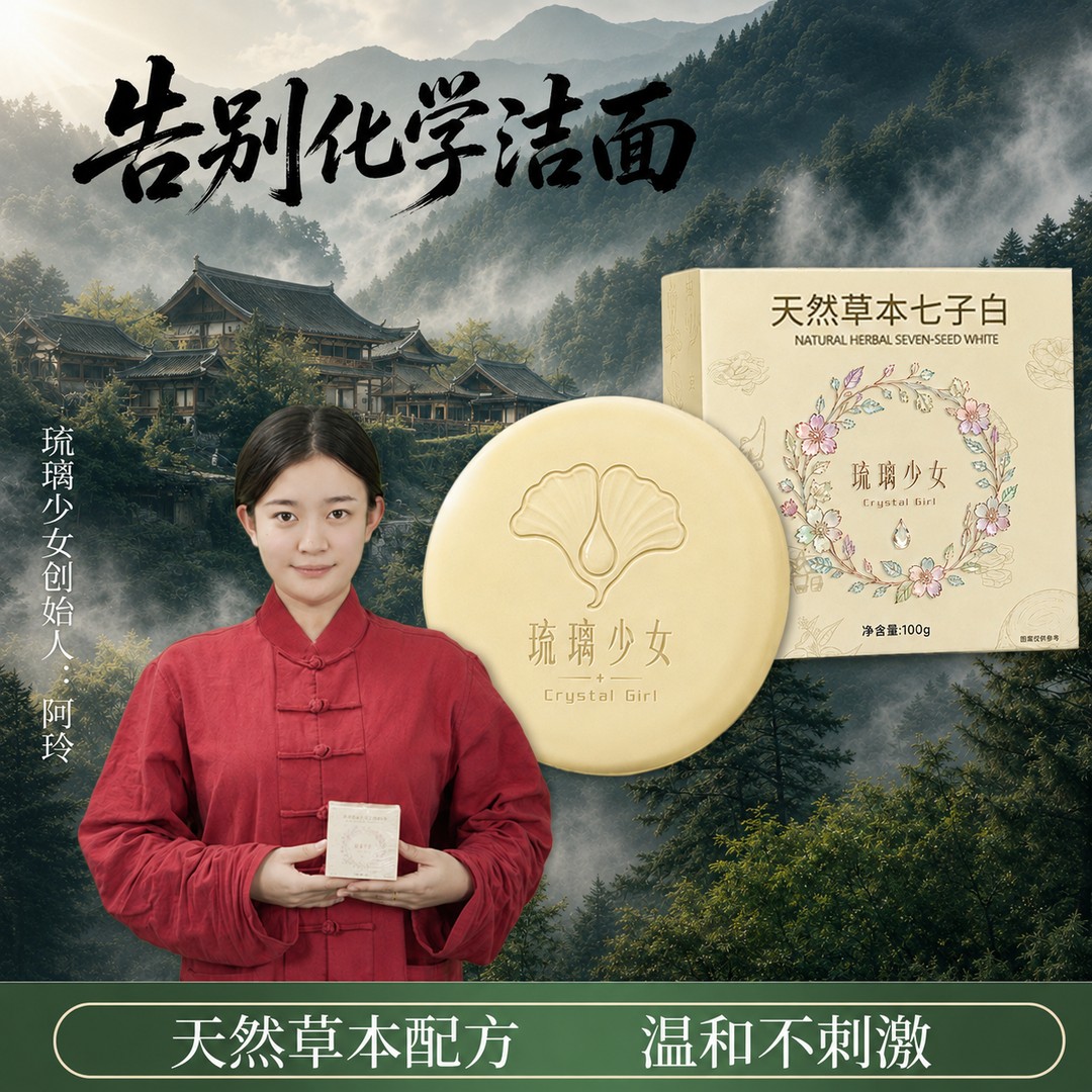 【琉璃少女】天然草本七子白皂手工草本皂全身可用绿色健康商品图