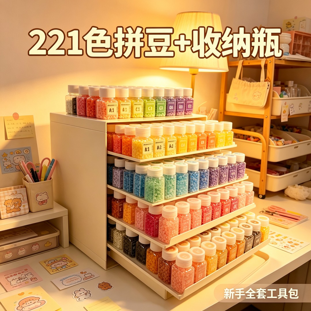 MARD【221色套装＋收纳瓶】拼豆豆2.6mm补充包融合豆同色全套装商品图