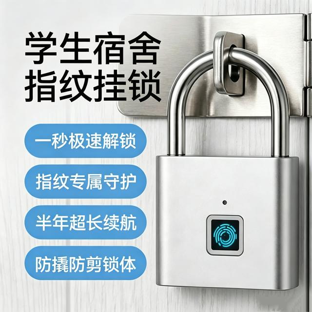 指纹锁大学生宿舍好物一按解锁住校生新生高中生柜子锁开学必备商品图