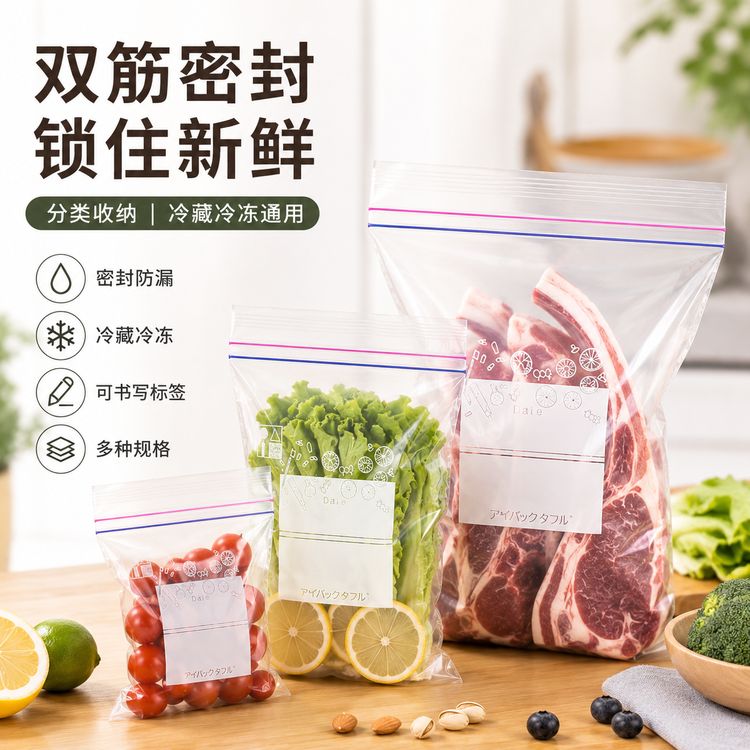 【全国包邮】家用密封保鲜收纳袋食品PE可接触食物保鲜袋专属商品图