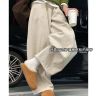 100水洗棉米杏色阔腿裤女26年春夏新款高腰显瘦宽松慵懒风休闲裤商品图