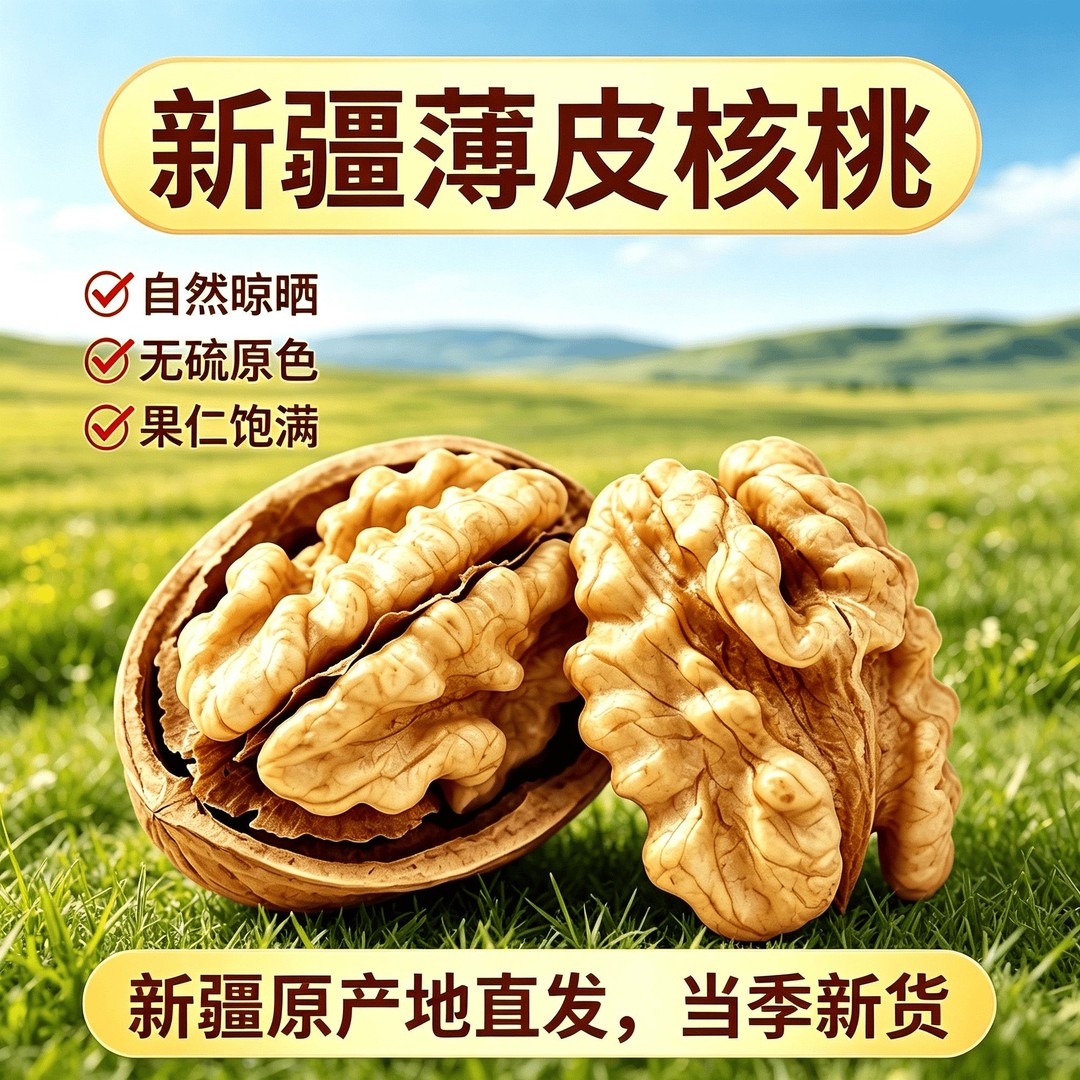 【丽娜专属】新疆阿克苏薄皮核桃源产地直发薄皮营养坚果送夹子hh商品图