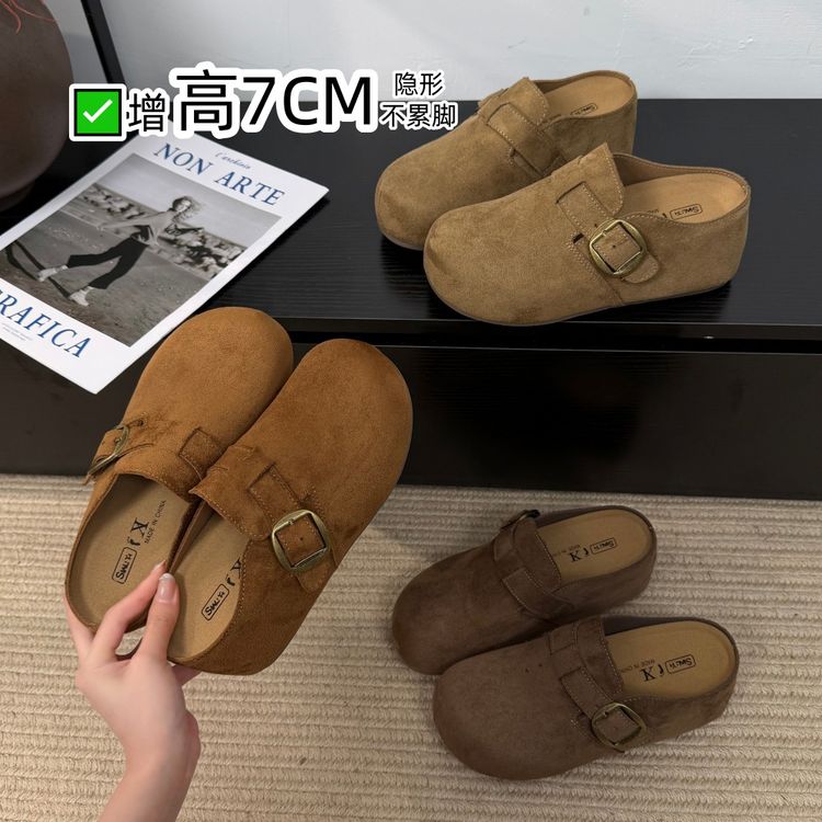 【7cm增高】厚底小个子包头拖新款勃肯鞋女秋季百搭半拖女鞋91011商品图