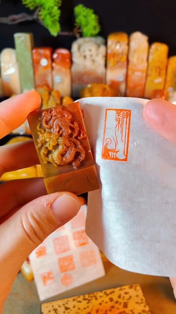 浙江红石印石手工篆刻《禅茶一味》1.5*3商品图