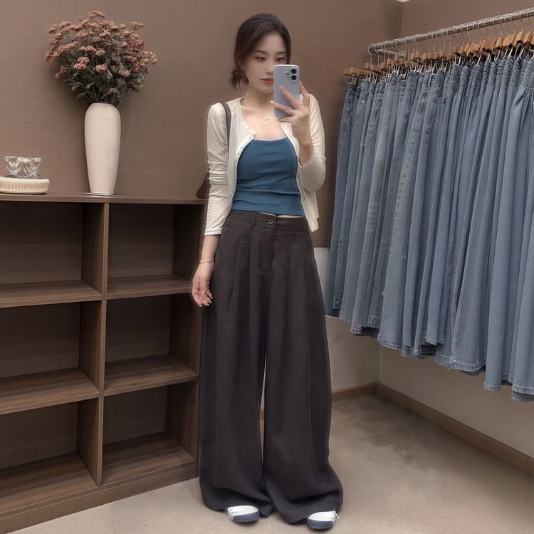 时尚休闲套装女夏季新款简约吊带百搭开衫外套设计感阔腿裤三件套商品图