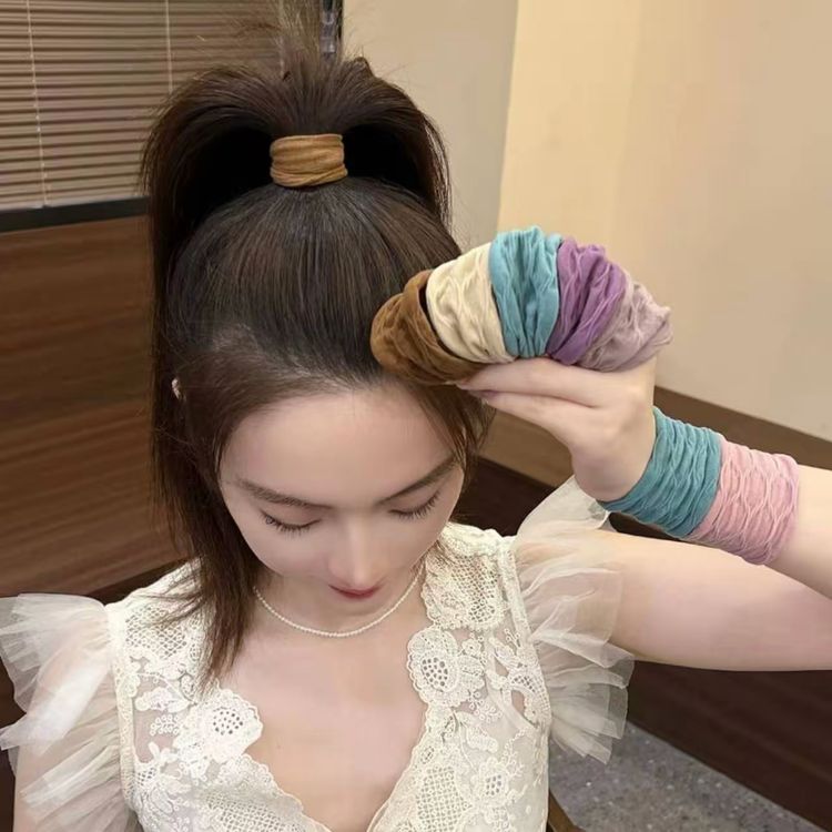 升级版提花系列超柔软高弹耐用面膜肌肤感发圈假发配件韩版宽发绳商品图