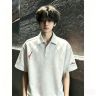 白花灰拼接刺绣短袖POLO衫男款夏季美式重磅翻领t恤高级感半截袖商品图
