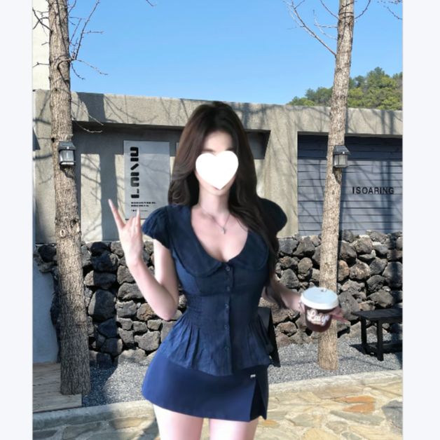 【清货无运补】辣妹纯欲衬衫气质百搭掐腰娃娃领显瘦上衣商品图