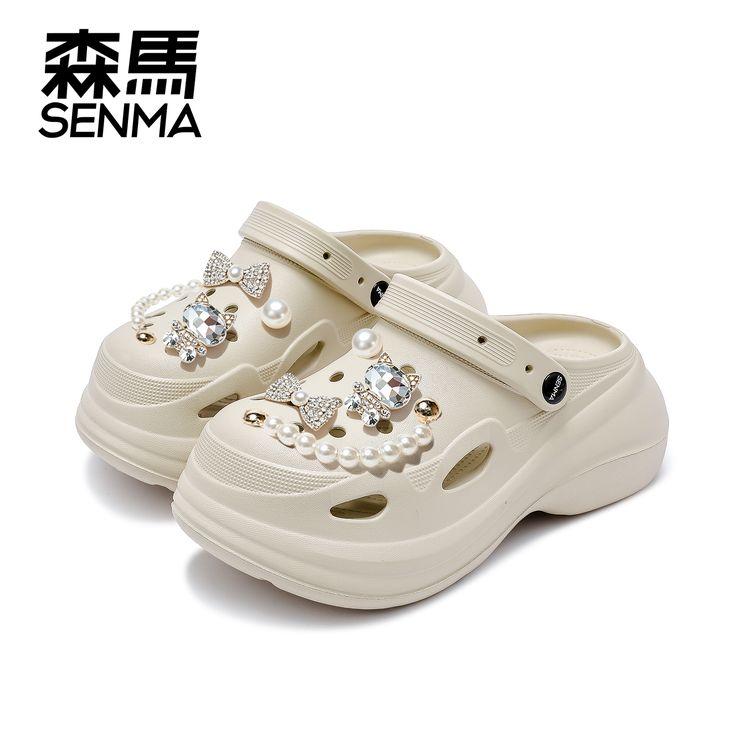 SENMA/森马【升级增高7cm款】轻奢百搭设计厚底显瘦夏季透气洞洞鞋商品图