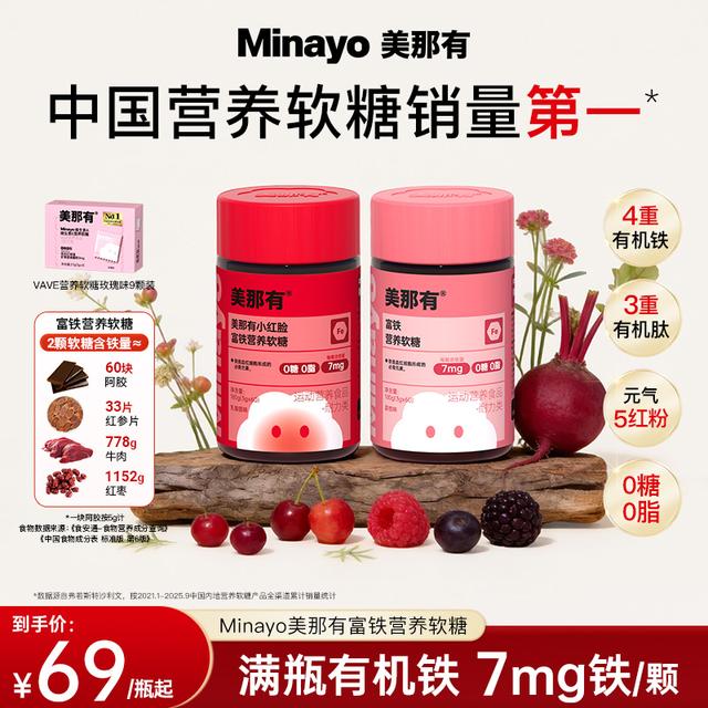 Minayo美那有高阶元气铁富铁营养软糖7mg有机铁女性孕期姨妈dsp2商品图