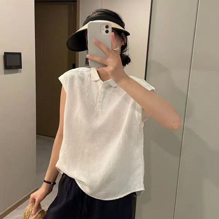 2026夏季新款高级感气质棉麻翻领衬衫简约宽松超显瘦洋气小衫商品图